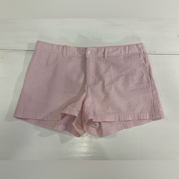 Polo Ralph Lauren Shorts Women’s 10 Pink White Stripe Seersucker Preppy - Picture 2 of 13